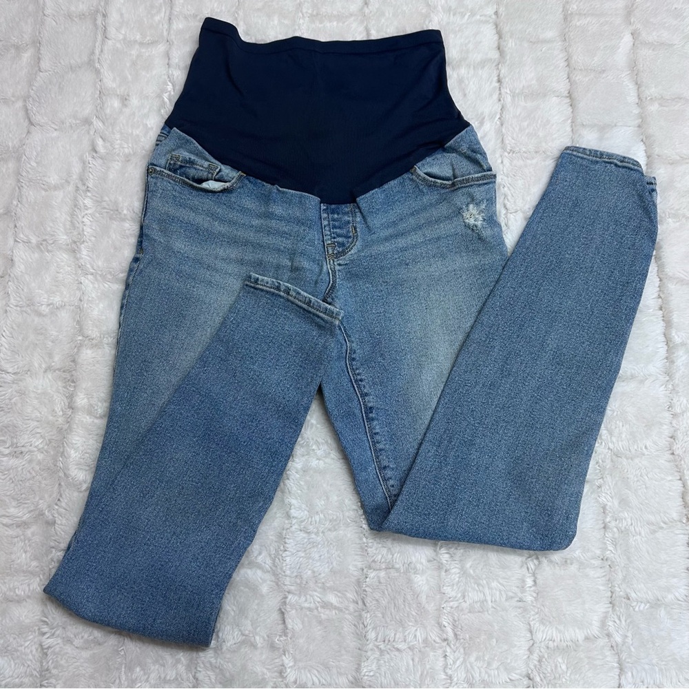 Old Navy Maternity Rockstar Super Skinny Full Panel distressed Jeans Size 4 Long